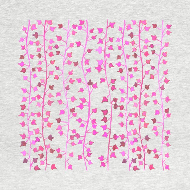 Watercolor Vines Pattern - Hot Pink by monitdesign